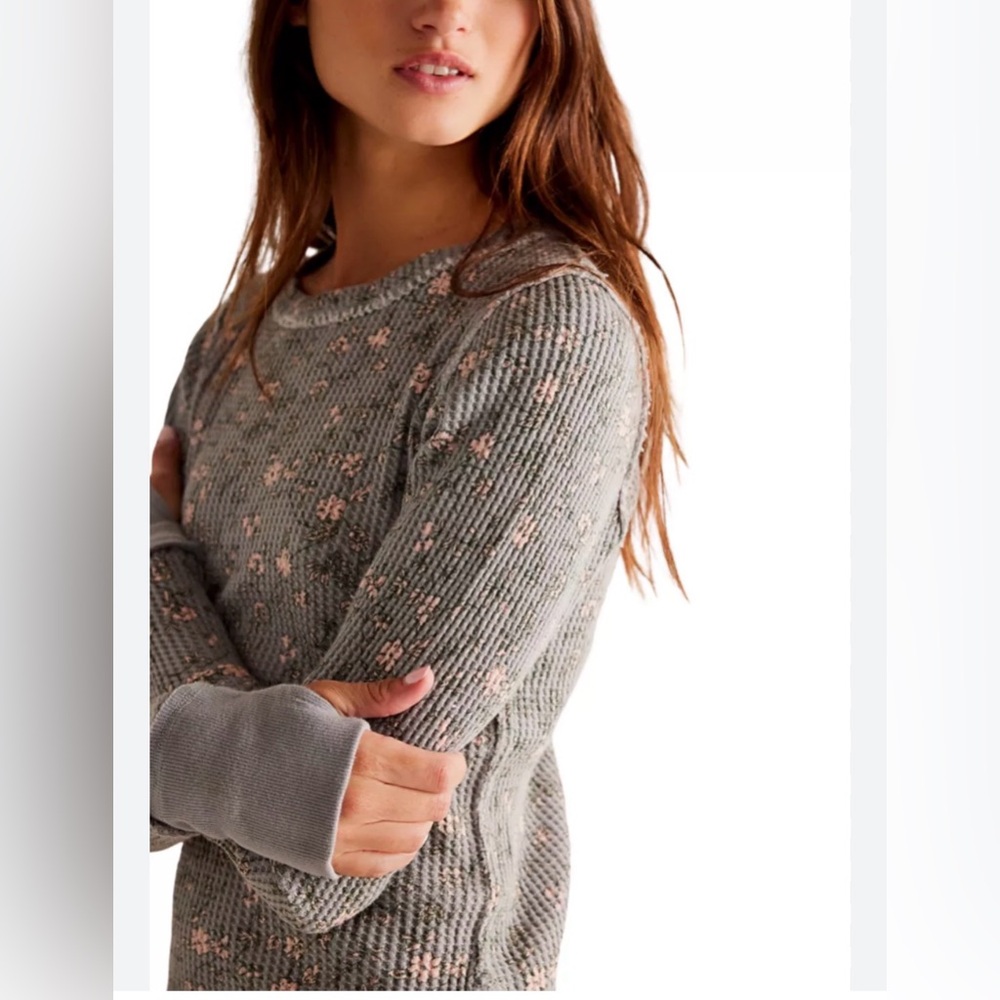 NWT Free People We the Free Pretty Little Thermal GRAY Size Medium